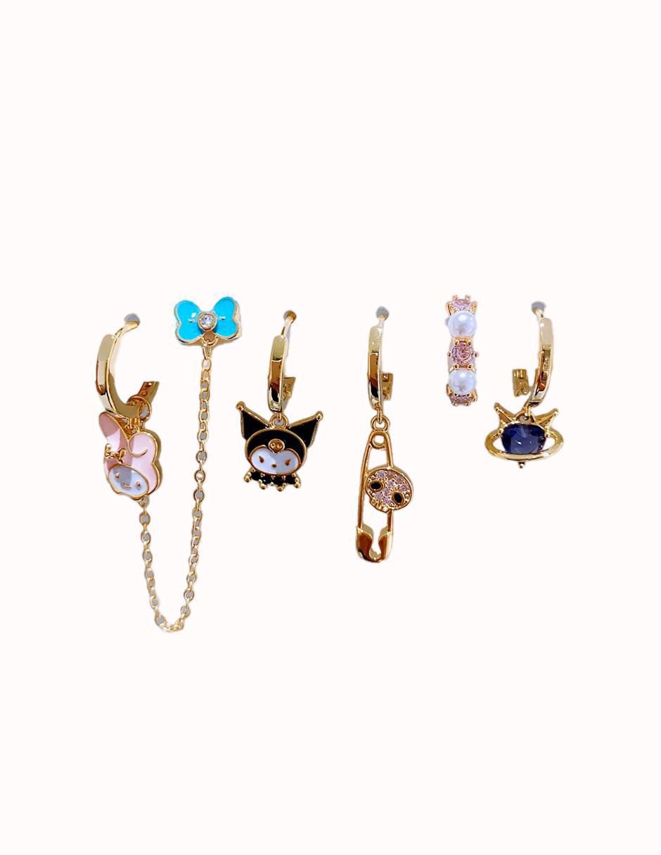 Set de aretes Anime con acabado pulido zirconia cúbica