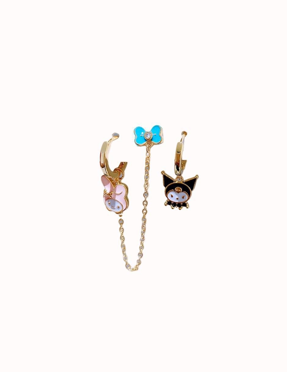 Set de aretes Anime con acabado pulido zirconia cúbica 2