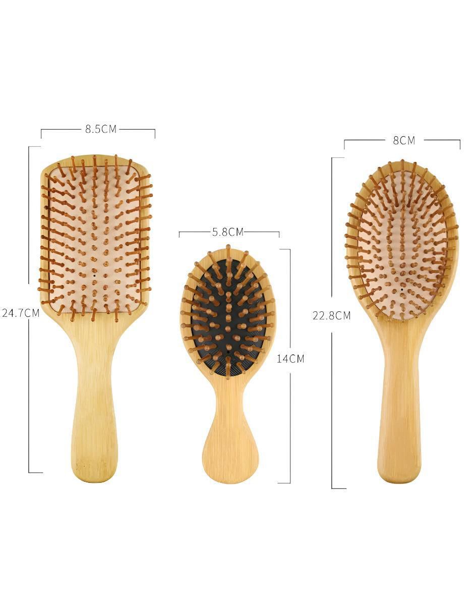 Set de cepillo para cabello de bambú 5
