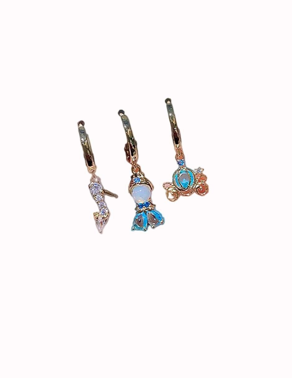 Set de aretes Cenicienta Princesas con acabado pulido zirconia cúbica 2