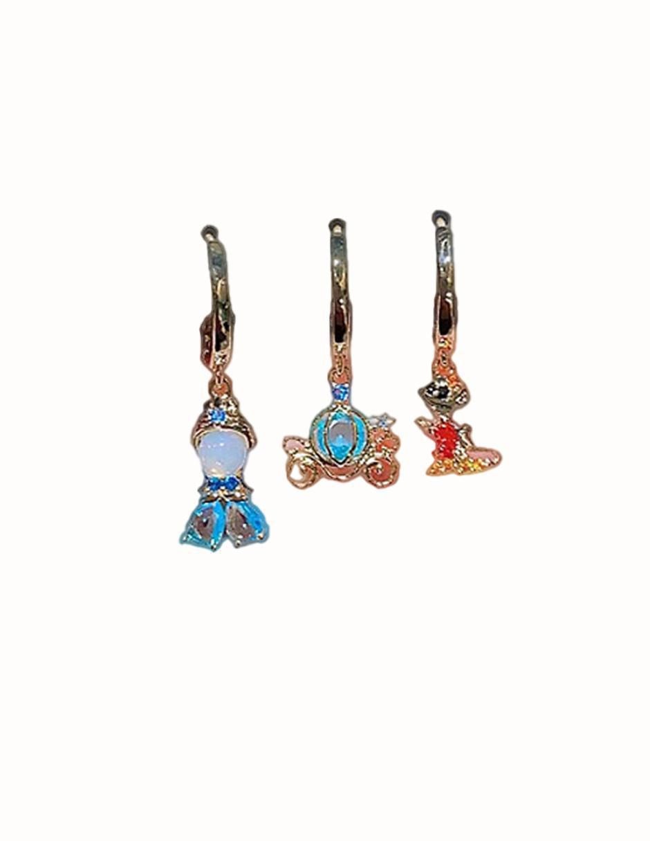 Set de aretes Cenicienta Princesas con acabado pulido zirconia cúbica 3