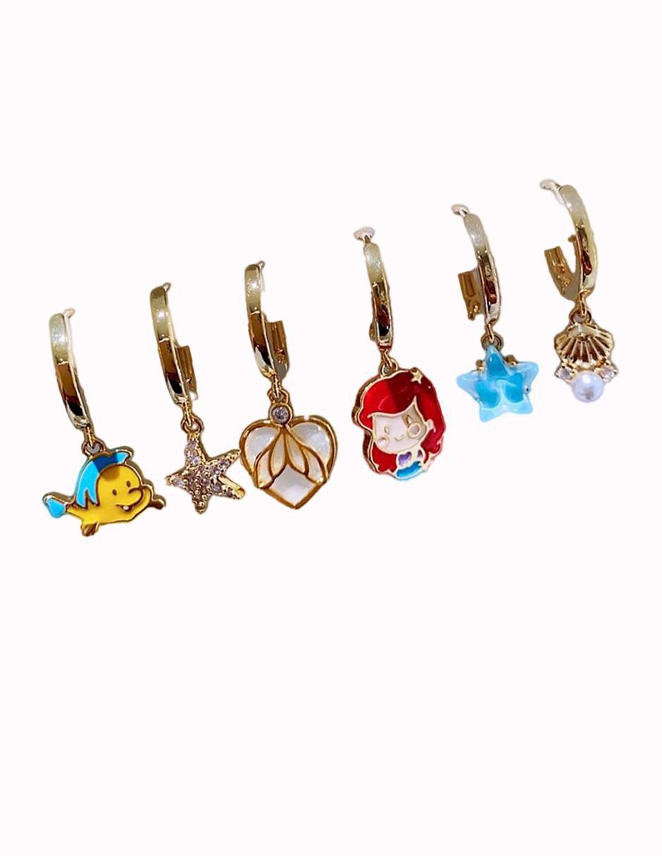 Set de aretes Princesas con acabado pulido zirconia cúbica