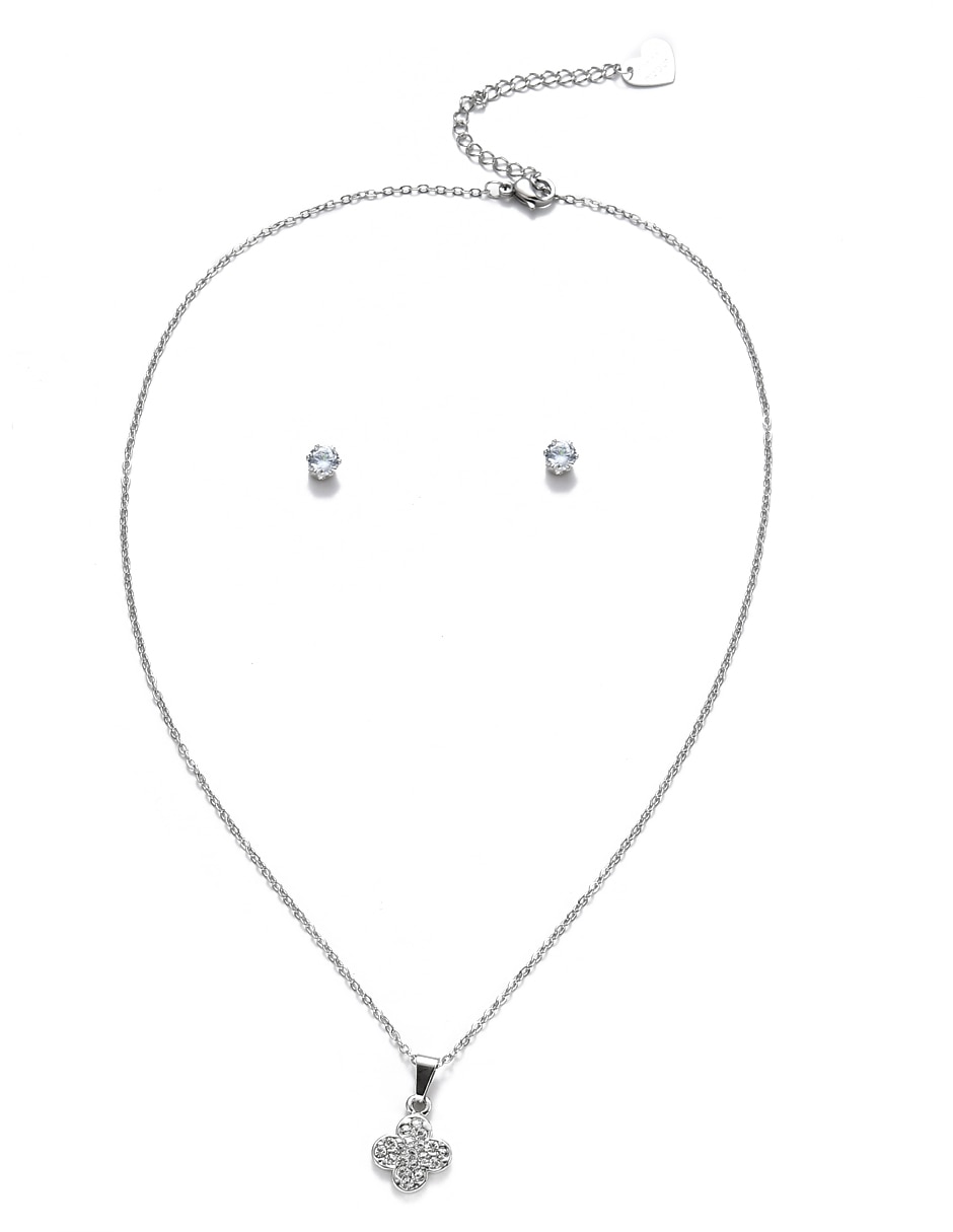 Aretes y collar de flor cristal 5