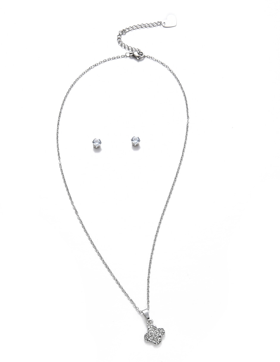 Aretes y collar de flor cristal 6