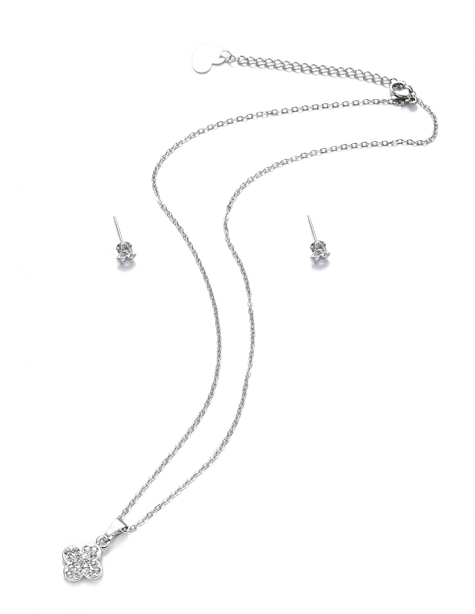 Aretes y collar de flor cristal 7