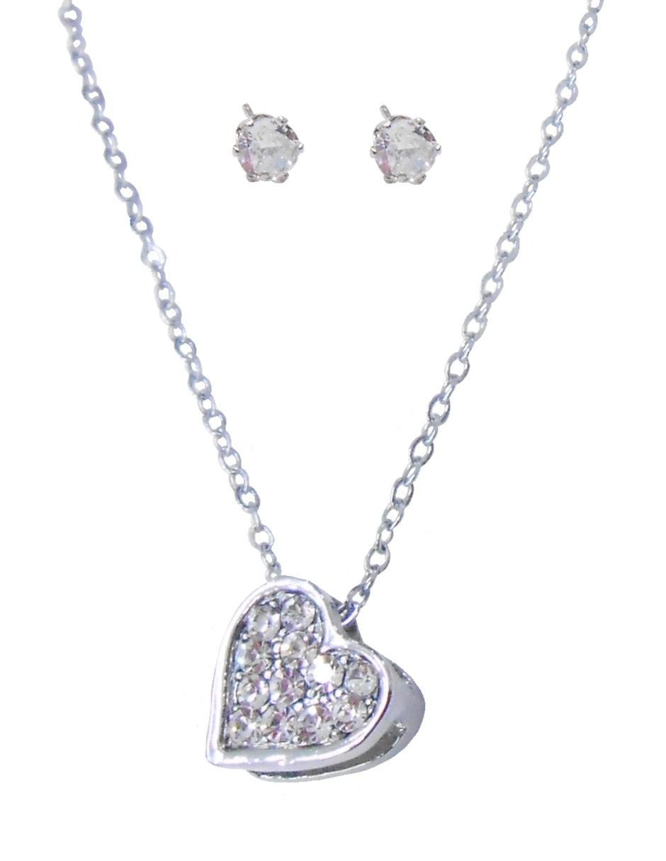 Aretes y collar de corazón cristal 1