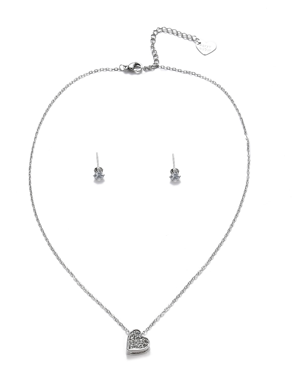 Aretes y collar de corazón cristal 5