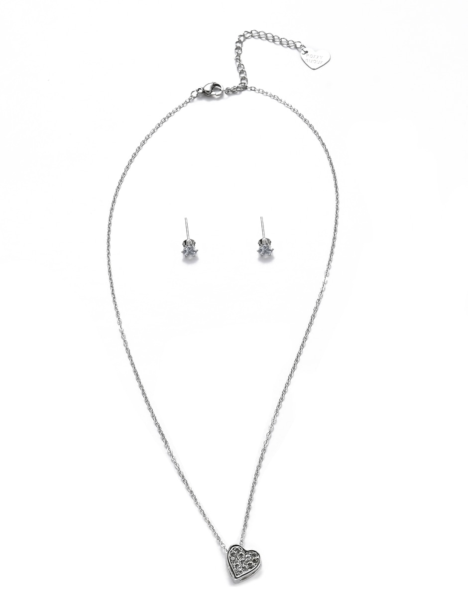 Aretes y collar de corazón cristal 6