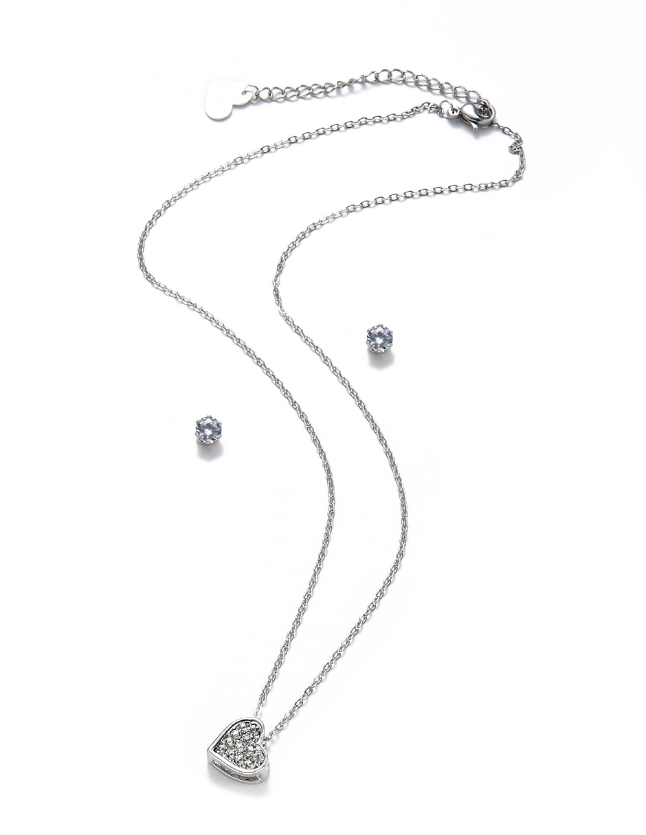 Aretes y collar de corazón cristal 7