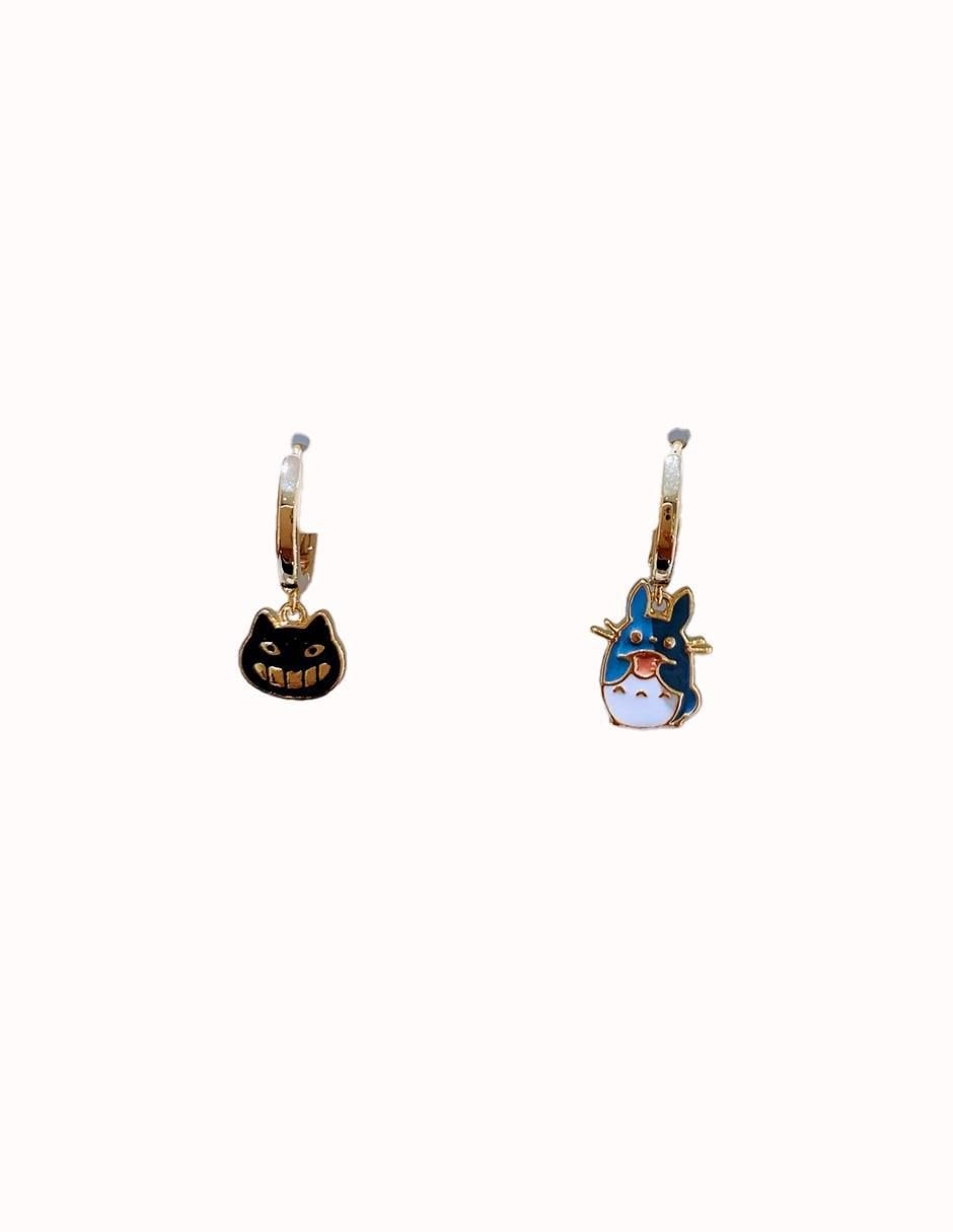 Set de aretes Totoro Anime con acabado pulido zirconia cúbica 2