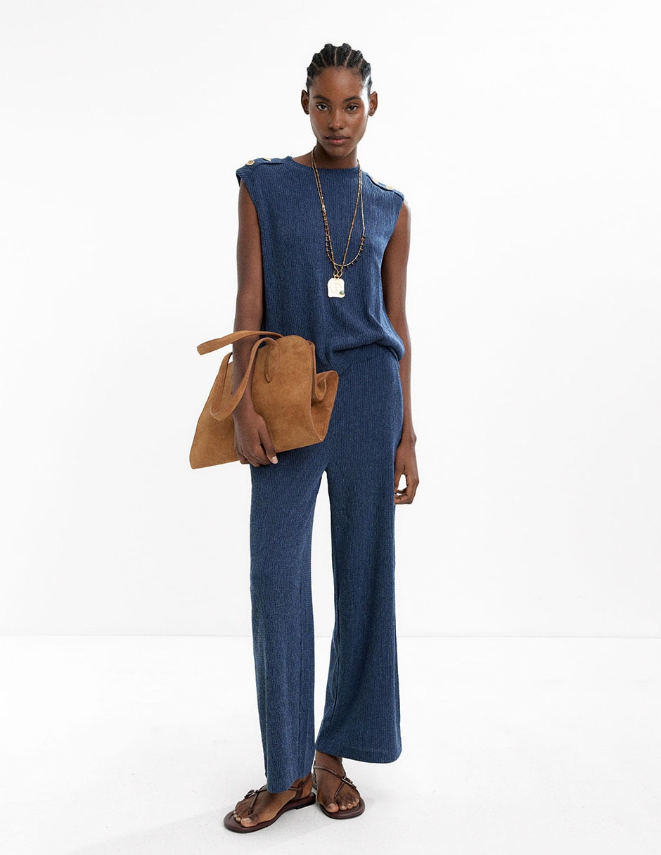 Pants regular con boton para mujer Pants regular con boton para mujer