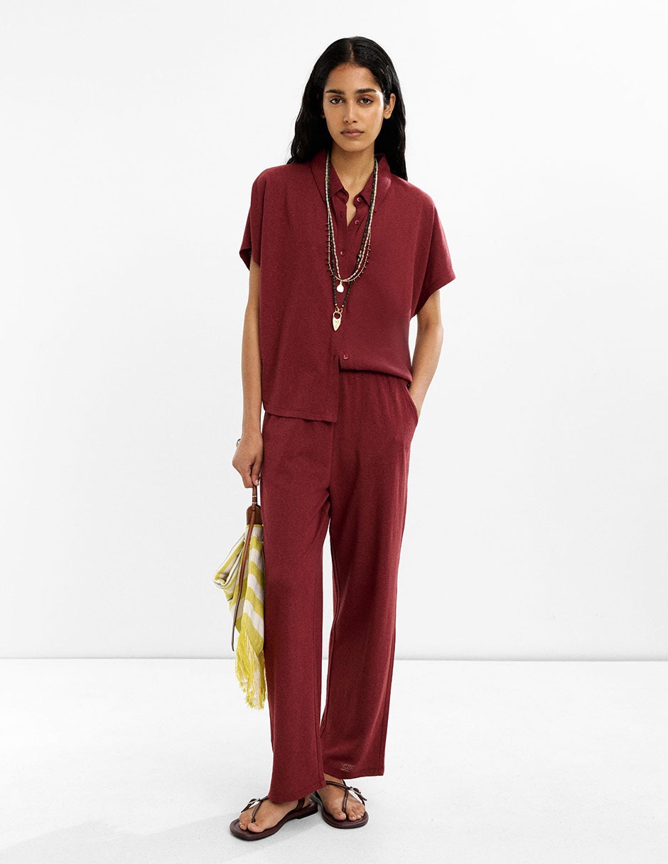 Pants regular con elástico para mujer 1