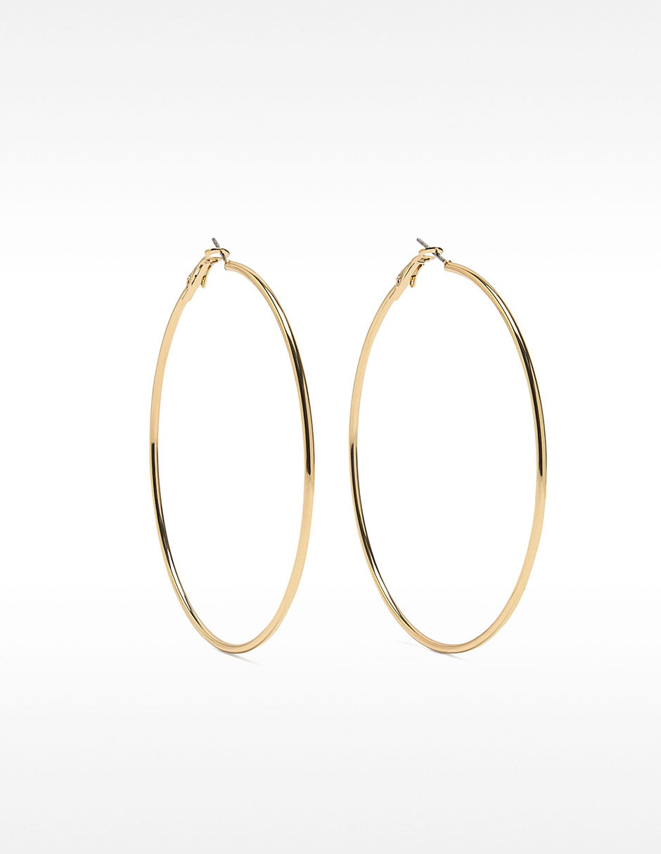 Aretes de aro redondos Permanent - Rotative Jewellery con acabado