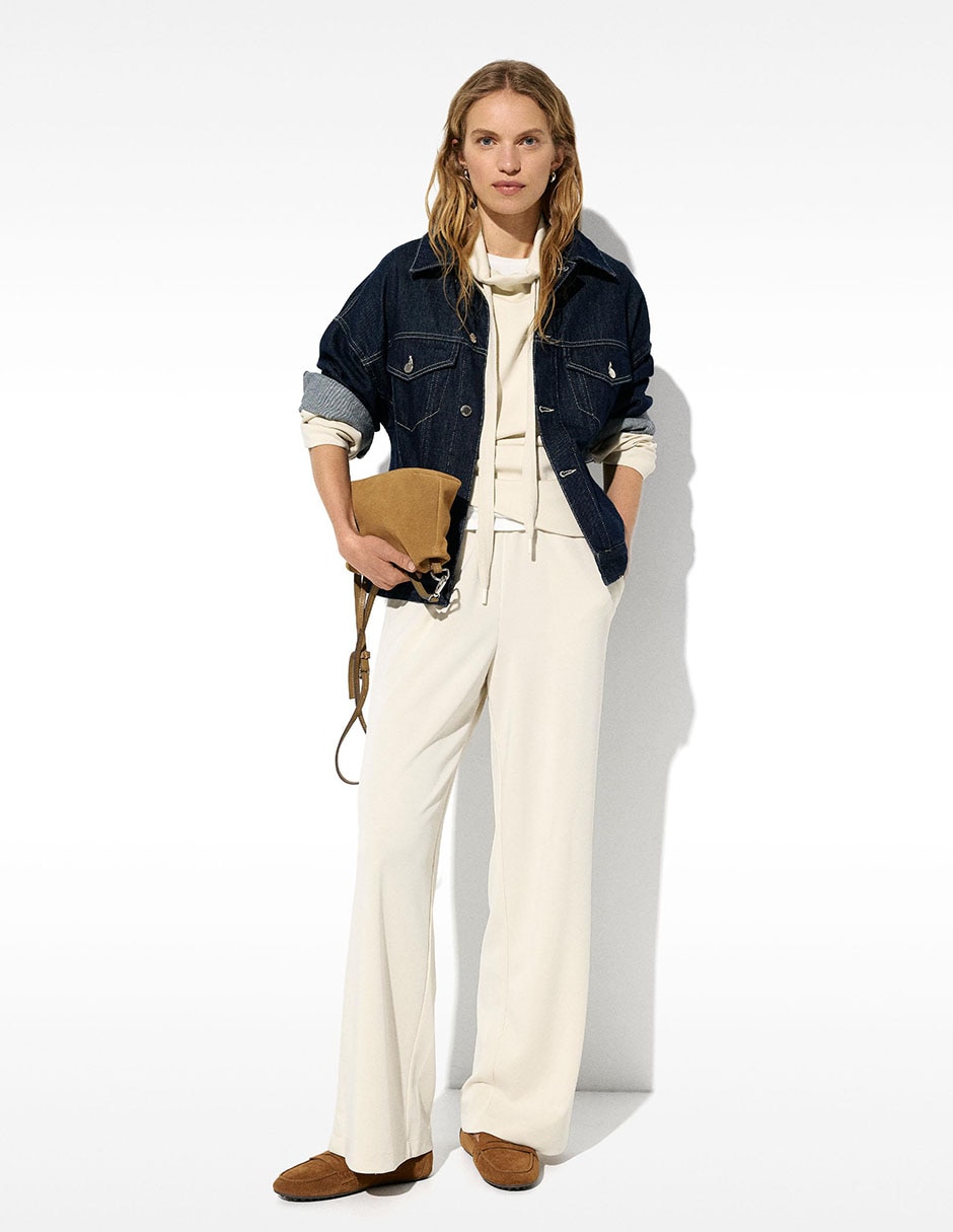 Pants regular con elástico para mujer