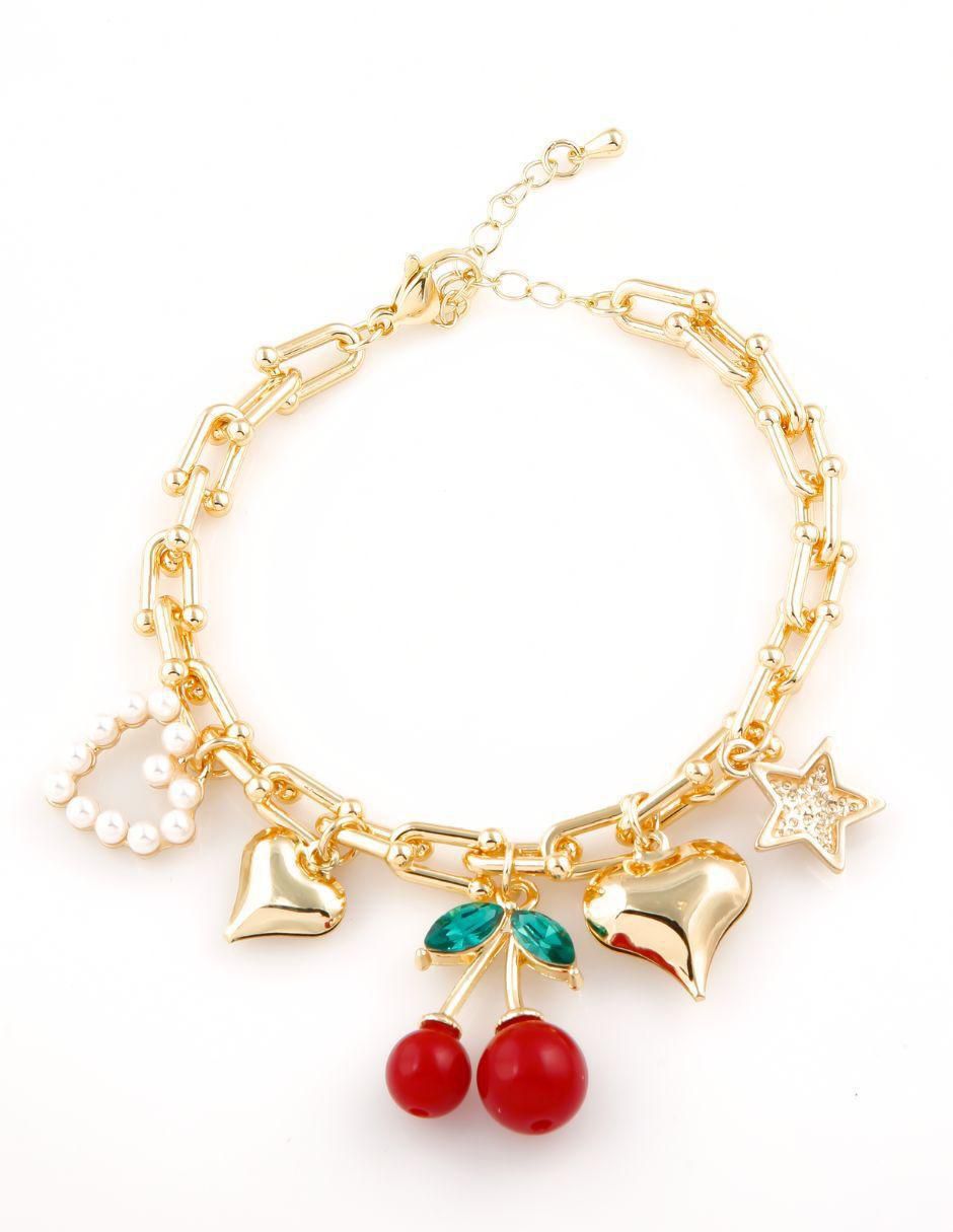 Set collar de cereza Cherry Love de baño de oro 18 K 2