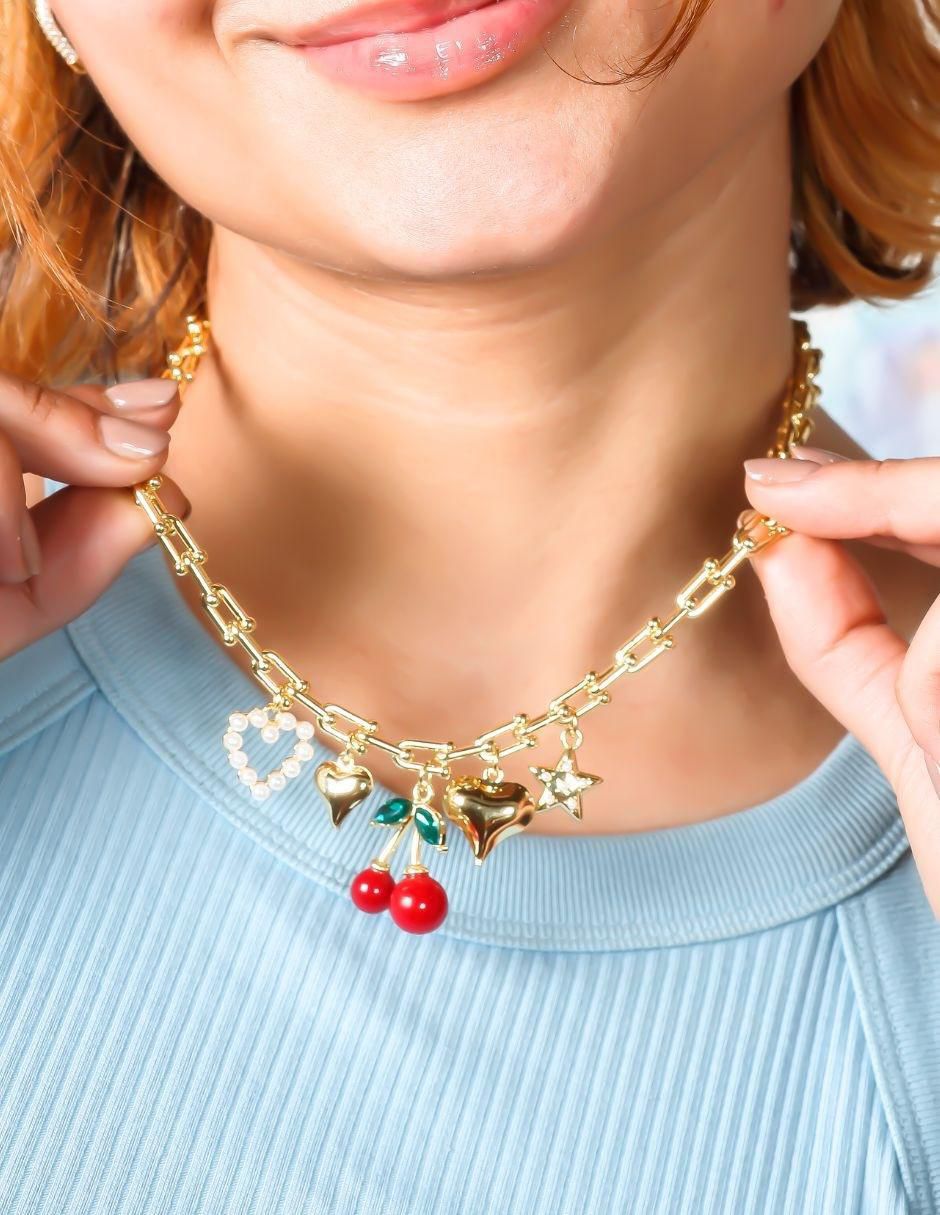 Set collar de cereza Cherry Love de baño de oro 18 K 6