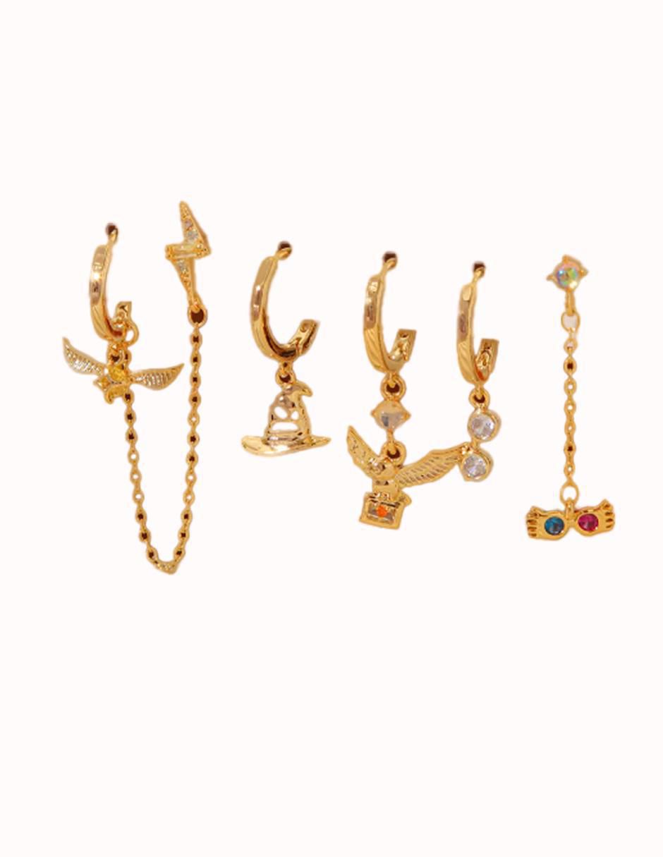 Set de aretes Harry Potter fantasia con acabado pulido zirconia cúbica