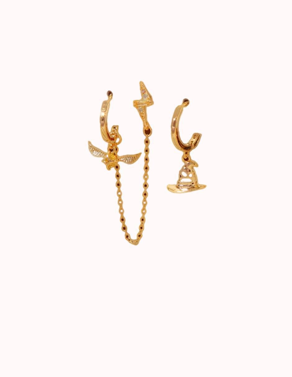 Set de aretes Harry Potter fantasia con acabado pulido zirconia cúbica 2