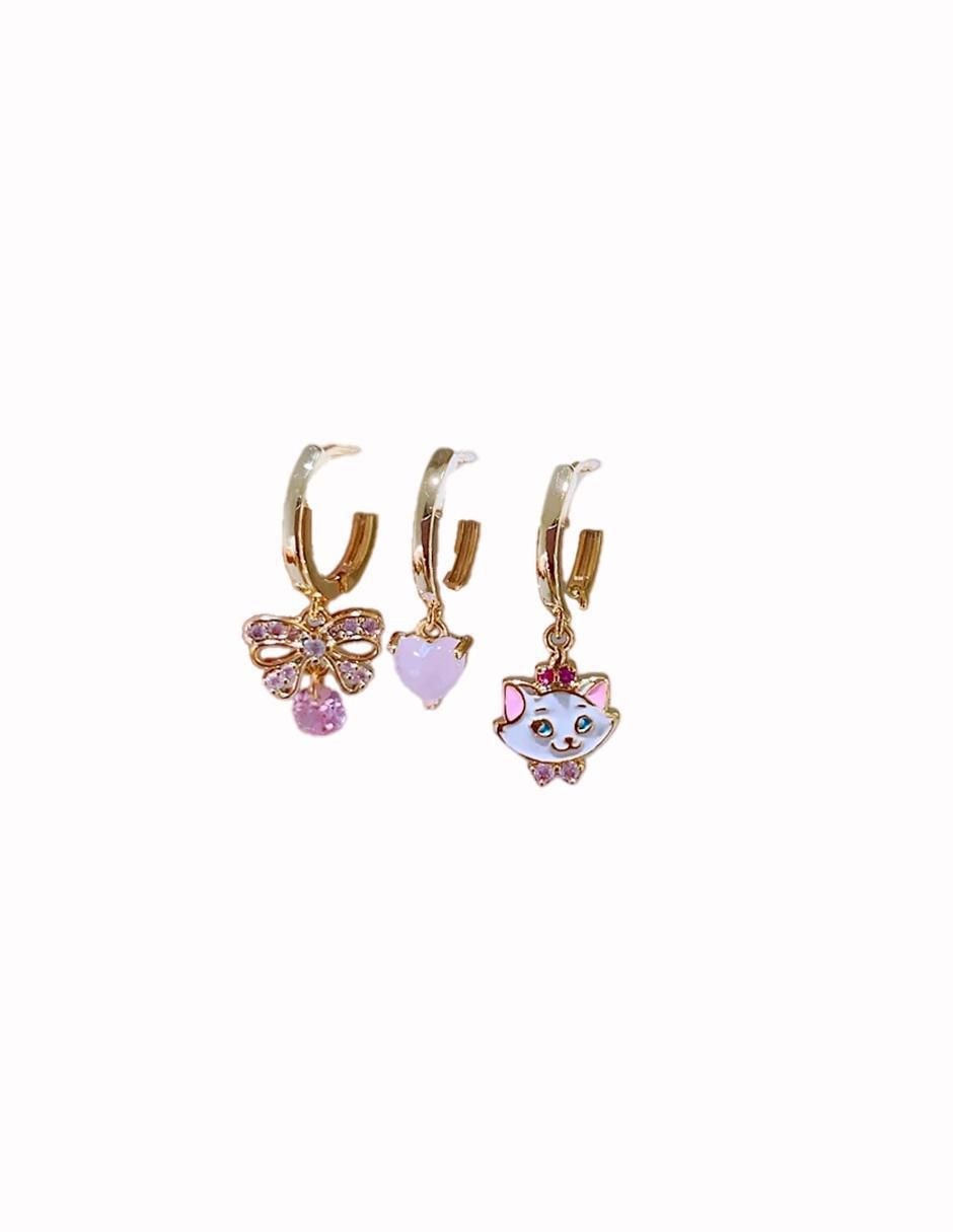 Set de aretes Marie los aristogatos con acabado pulido zirconia cúbica 3