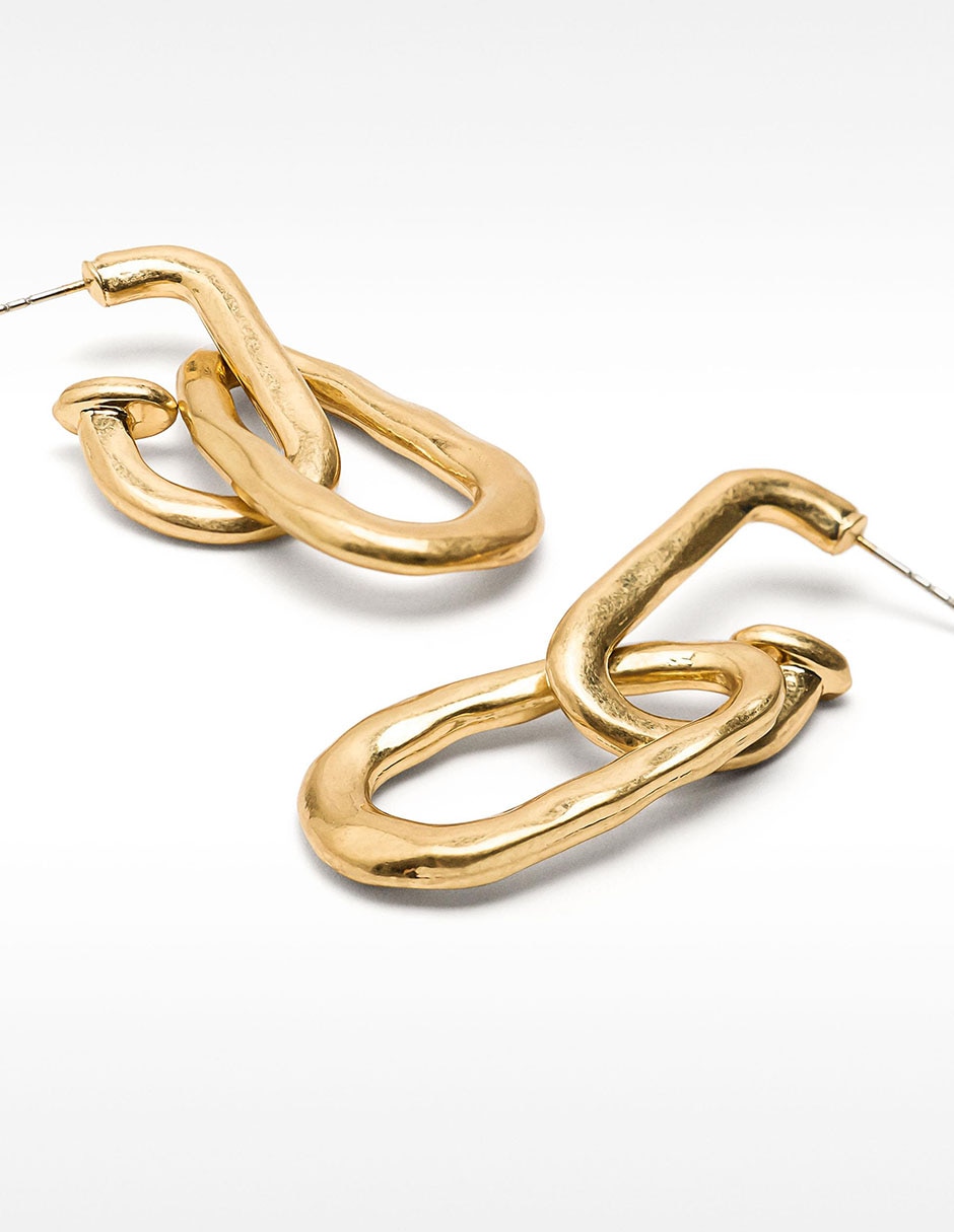 Aretes largos Golden Basic con acabado brillante 2