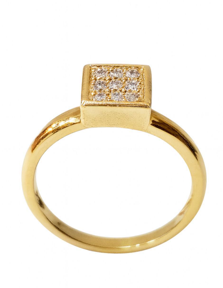 Anillo cuadrado 14 k de oro diamante pulido 2