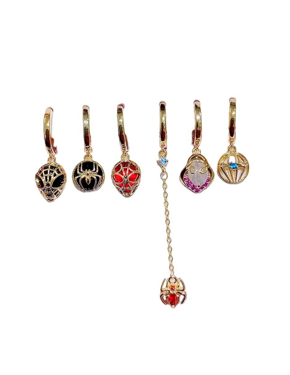 Set de aretes Spider-Woman y Spider-Man con acabado pulido zirconia cúbica