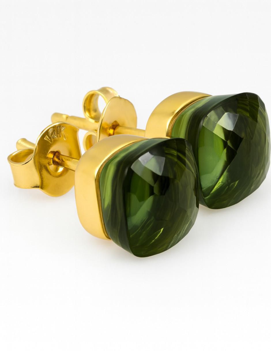 Broqueles de oro amarillo 14 k con acabado pulido amatista 3