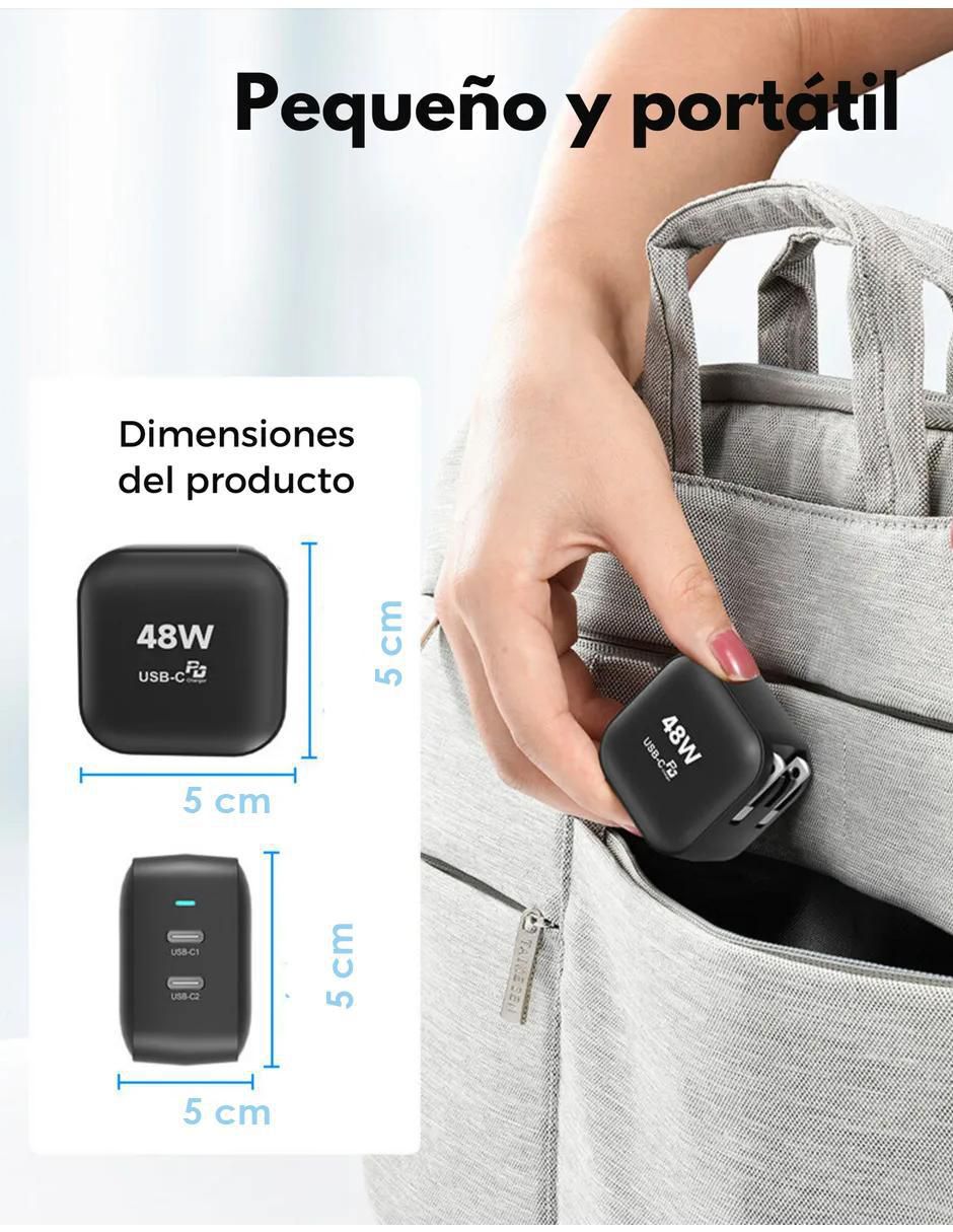 Adaptador de corriente de 48 w usb + usb tipo c