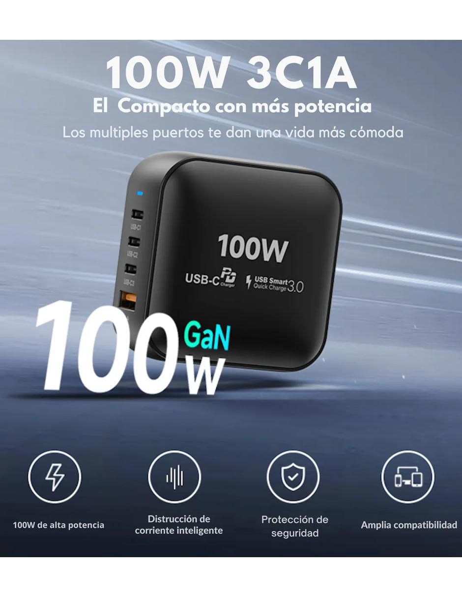 Adaptador de corriente de 100 w usb + usb tipo c
