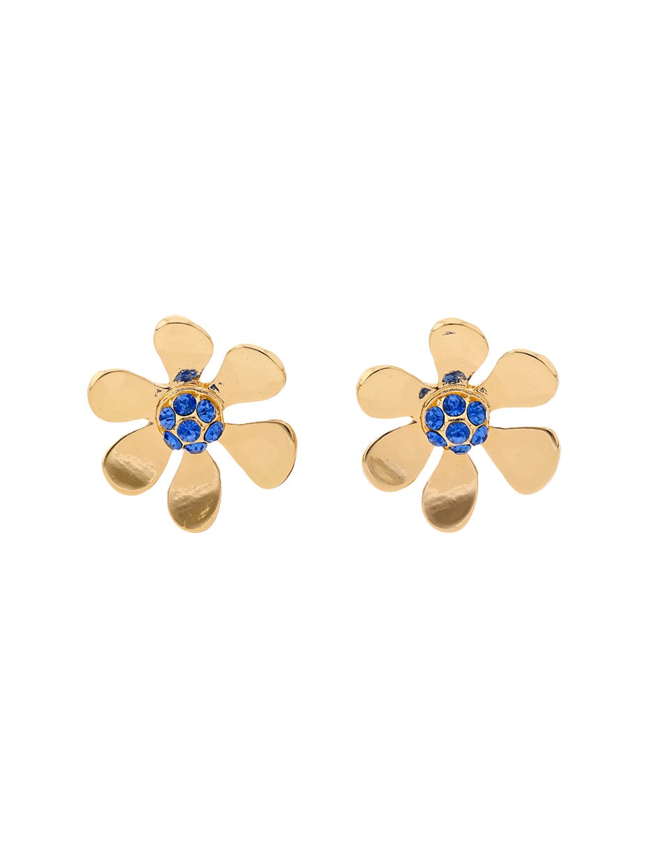 Aretes cortos de flor con acabado brillante