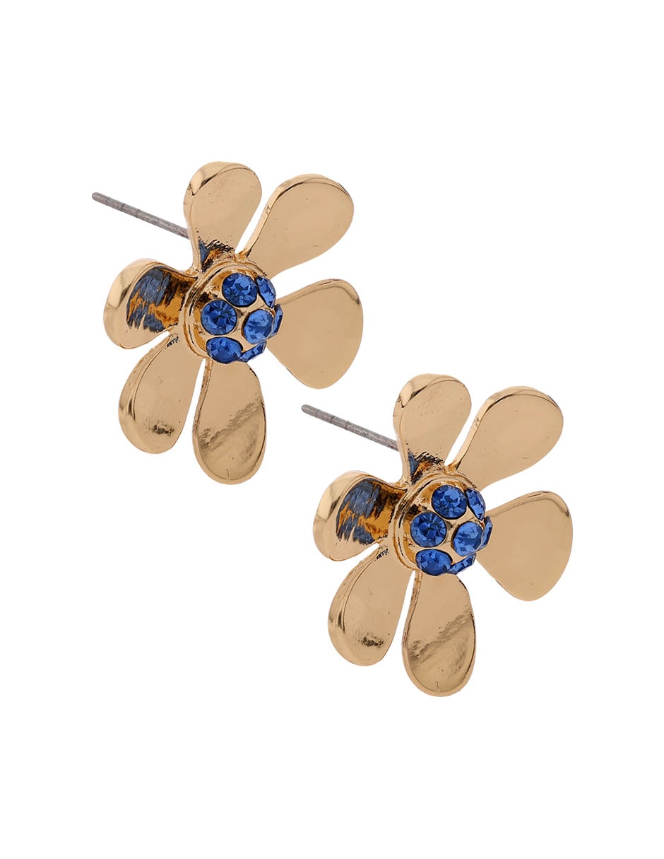 Aretes cortos de flor con acabado brillante 2