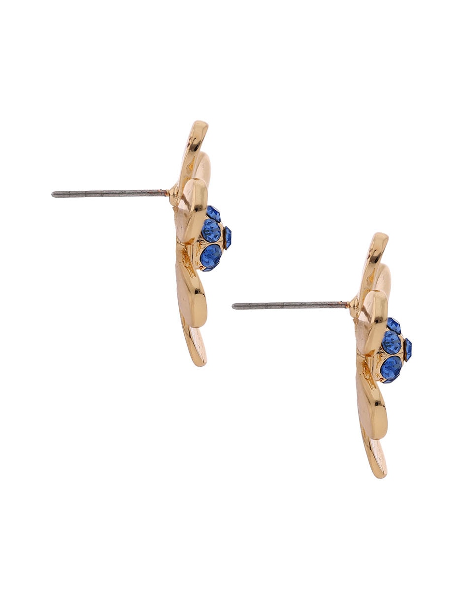 Aretes cortos de flor con acabado brillante 3