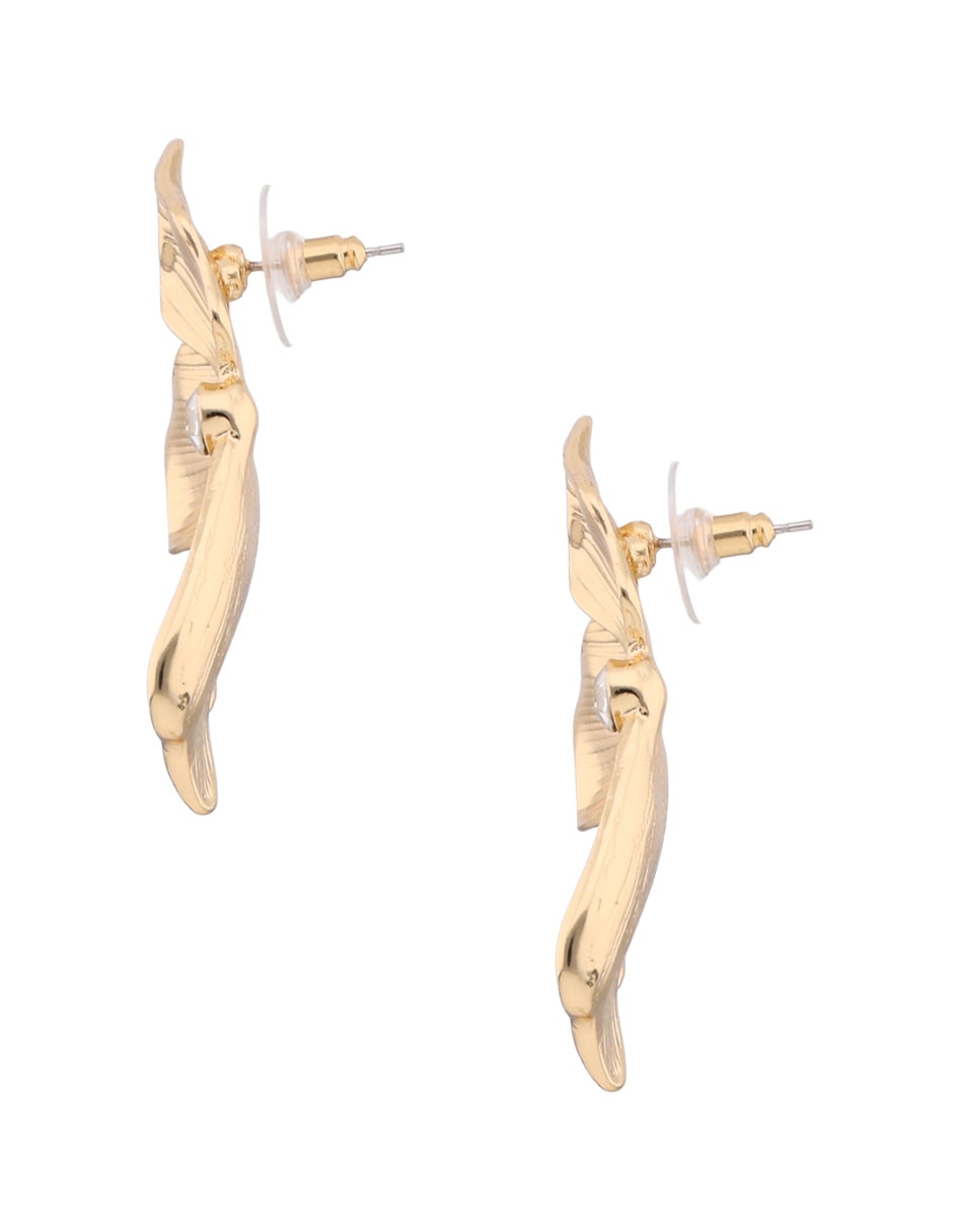 Aretes largos de flor con acabado brillante 3