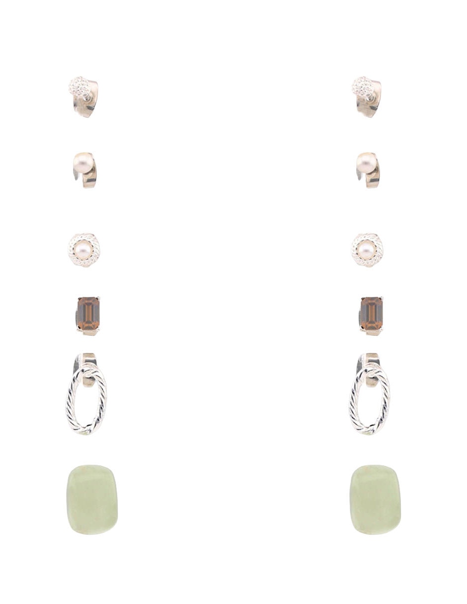 Set de aretes con acabado brillante