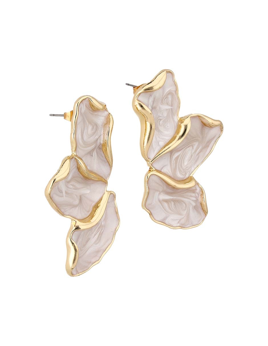 Aretes largos de flor con acabado brillante 2