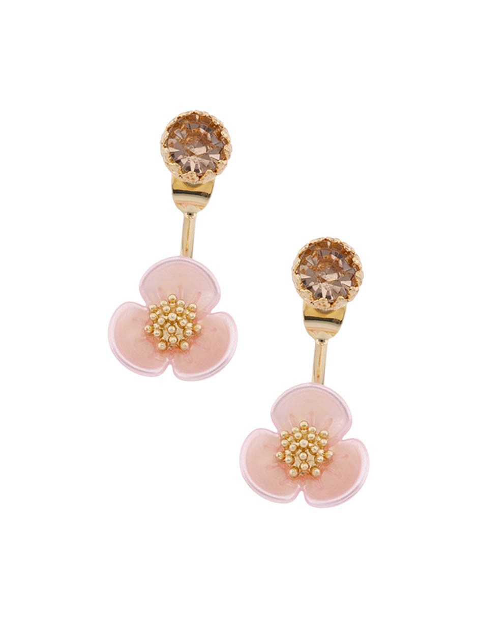 Aretes cortos de flor con acabado brillante