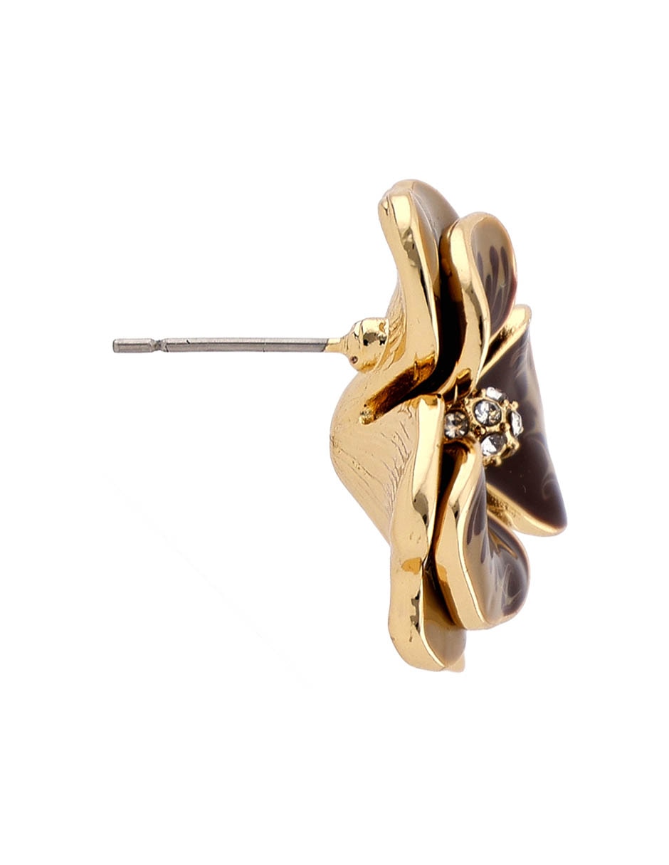 Aretes de flor con acabado brillante 3