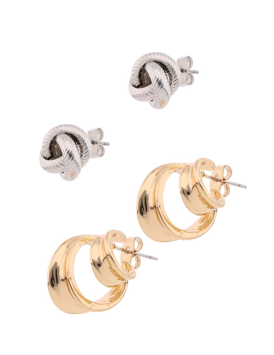 Set de aretes con acabado brillante 2