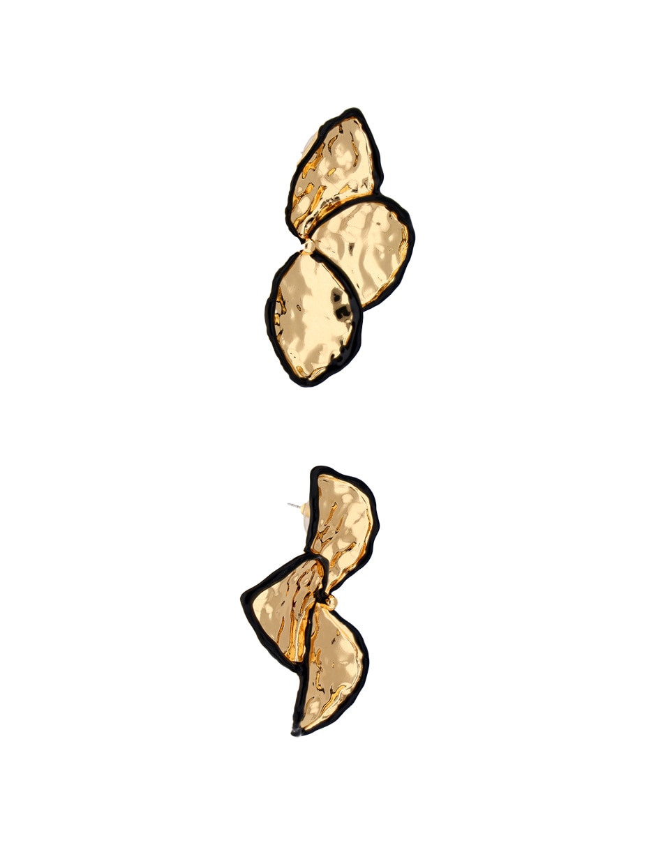 Aretes largos de flor con acabado esmaltado 2