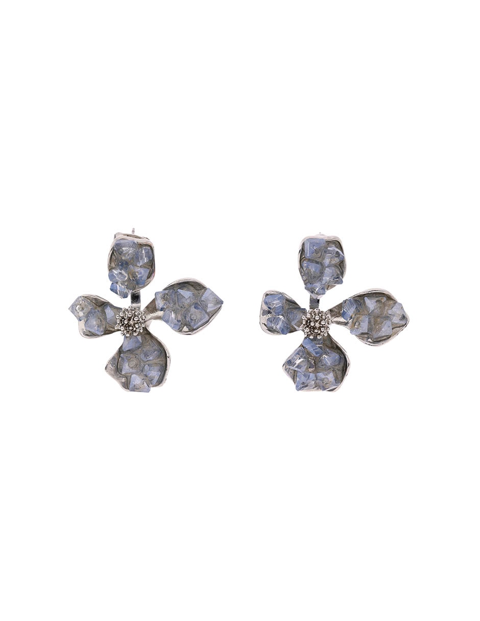 Aretes cortos de flor con acabado brillante