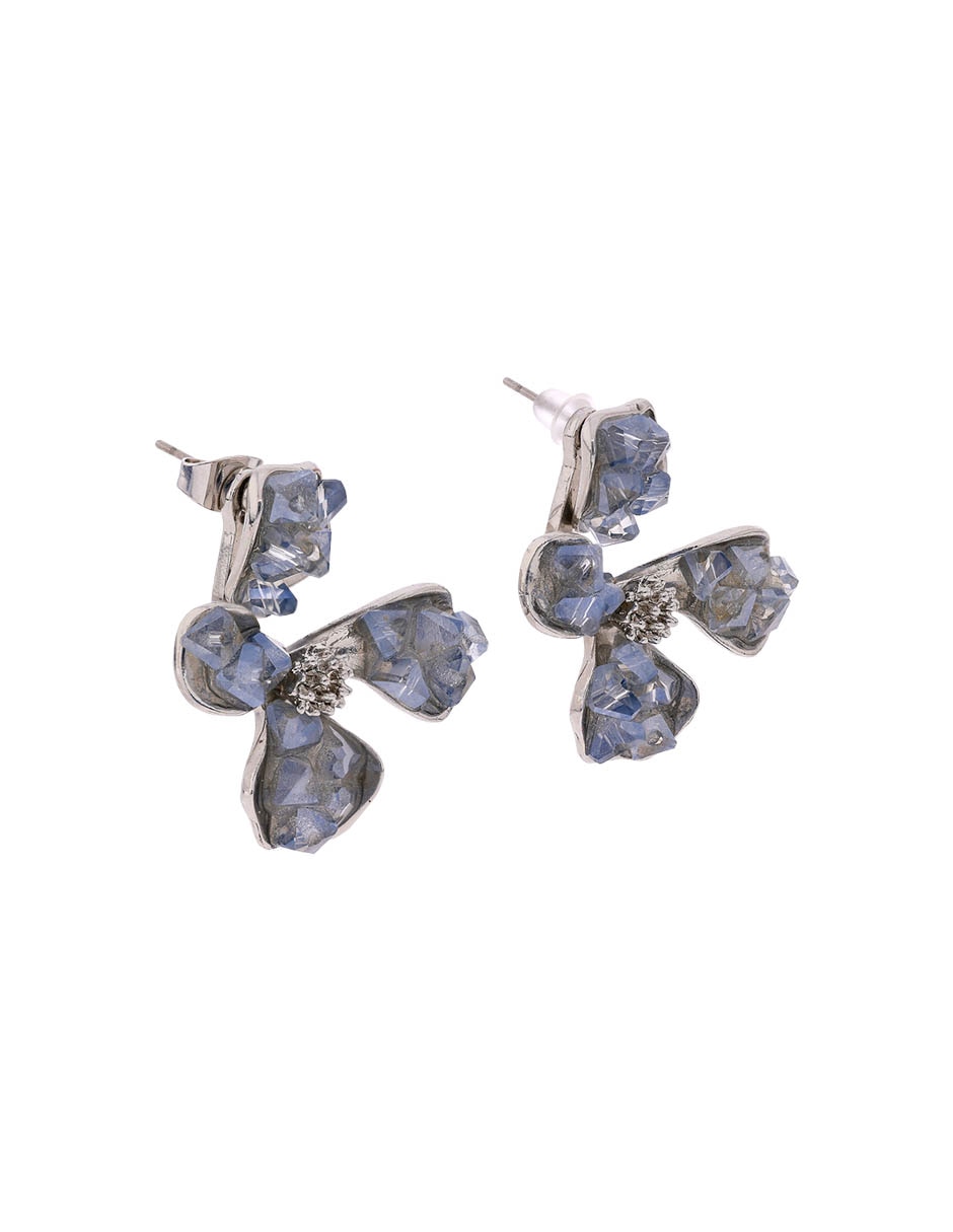 Aretes cortos de flor con acabado brillante 2