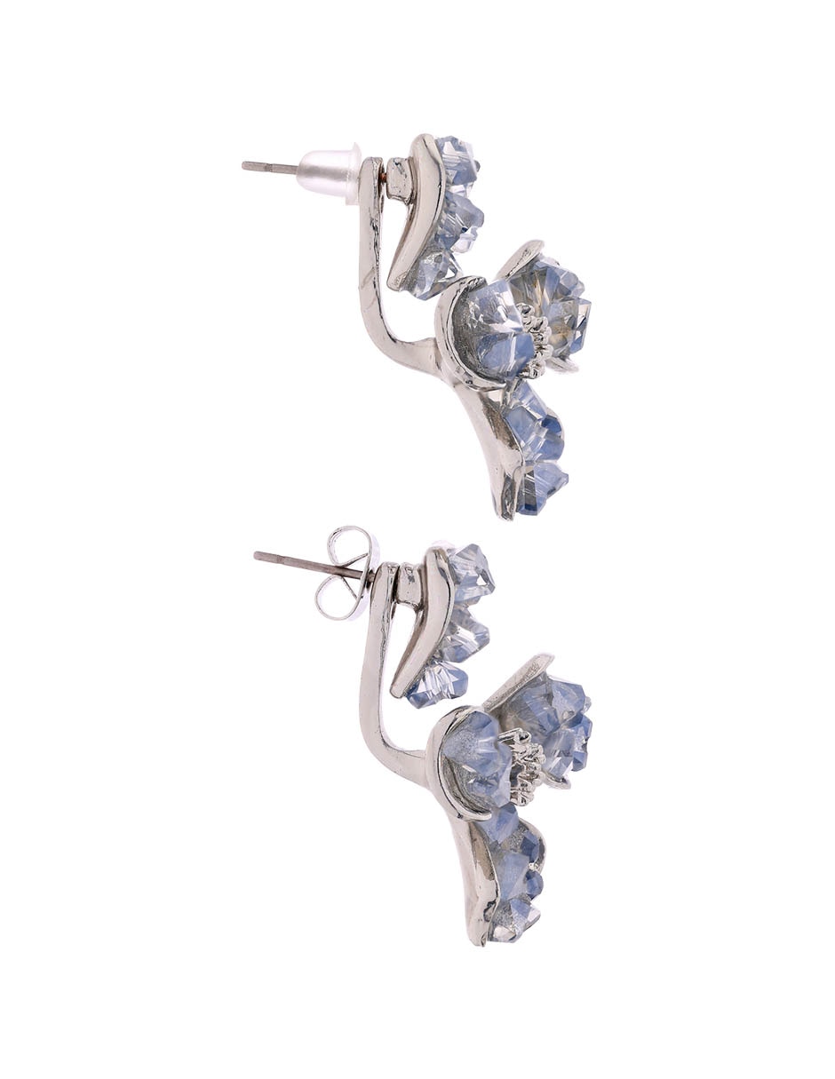 Aretes cortos de flor con acabado brillante 3