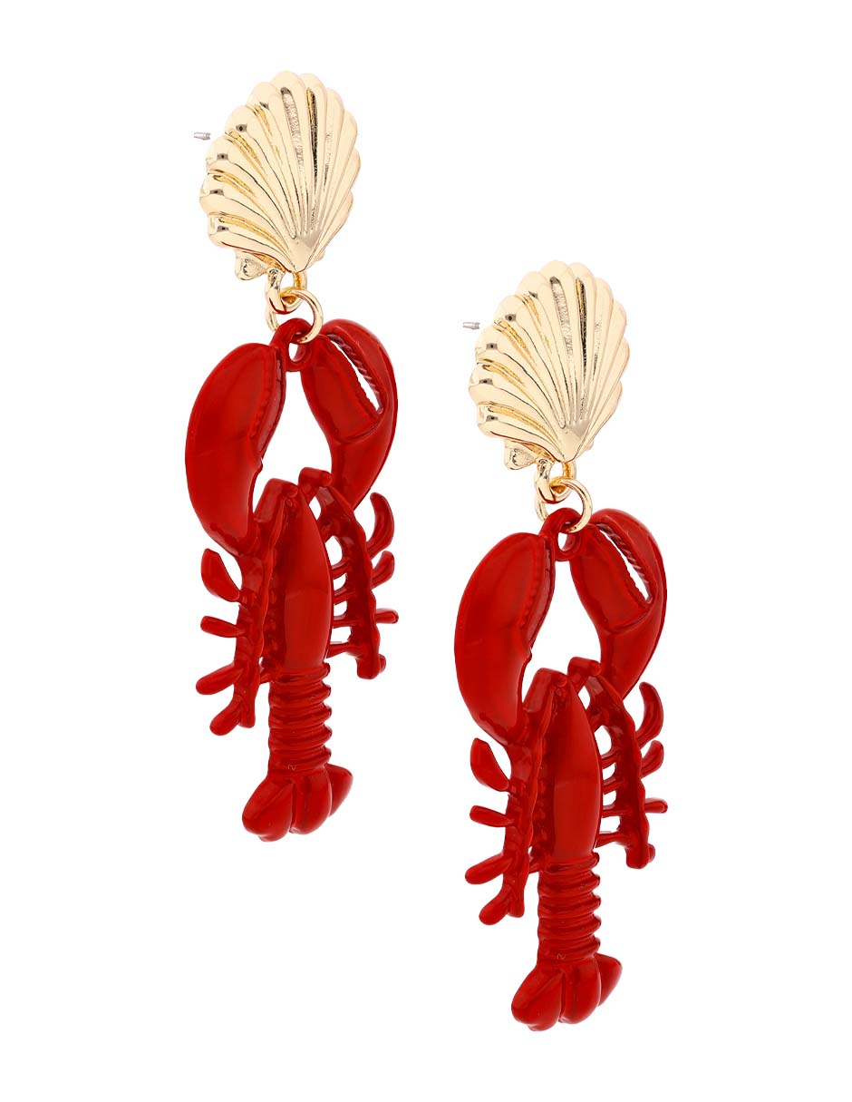 Aretes largos de langosta con acabado brillante 2