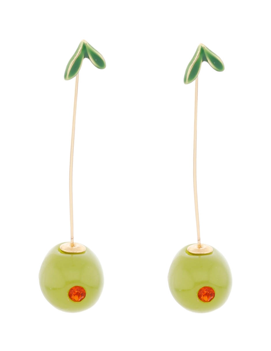 Aretes largos de cereza con acabado liso