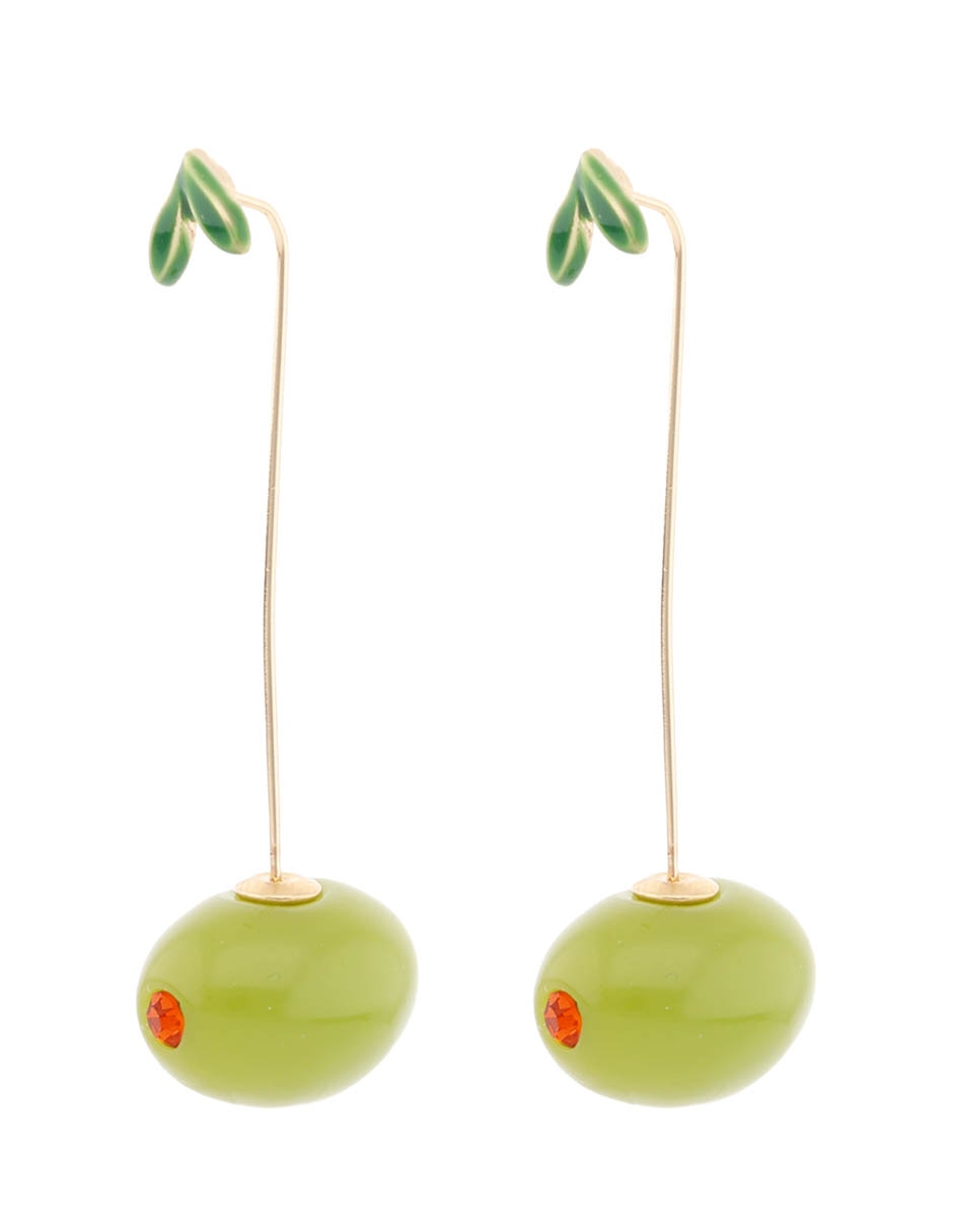 Aretes largos de cereza con acabado liso 2