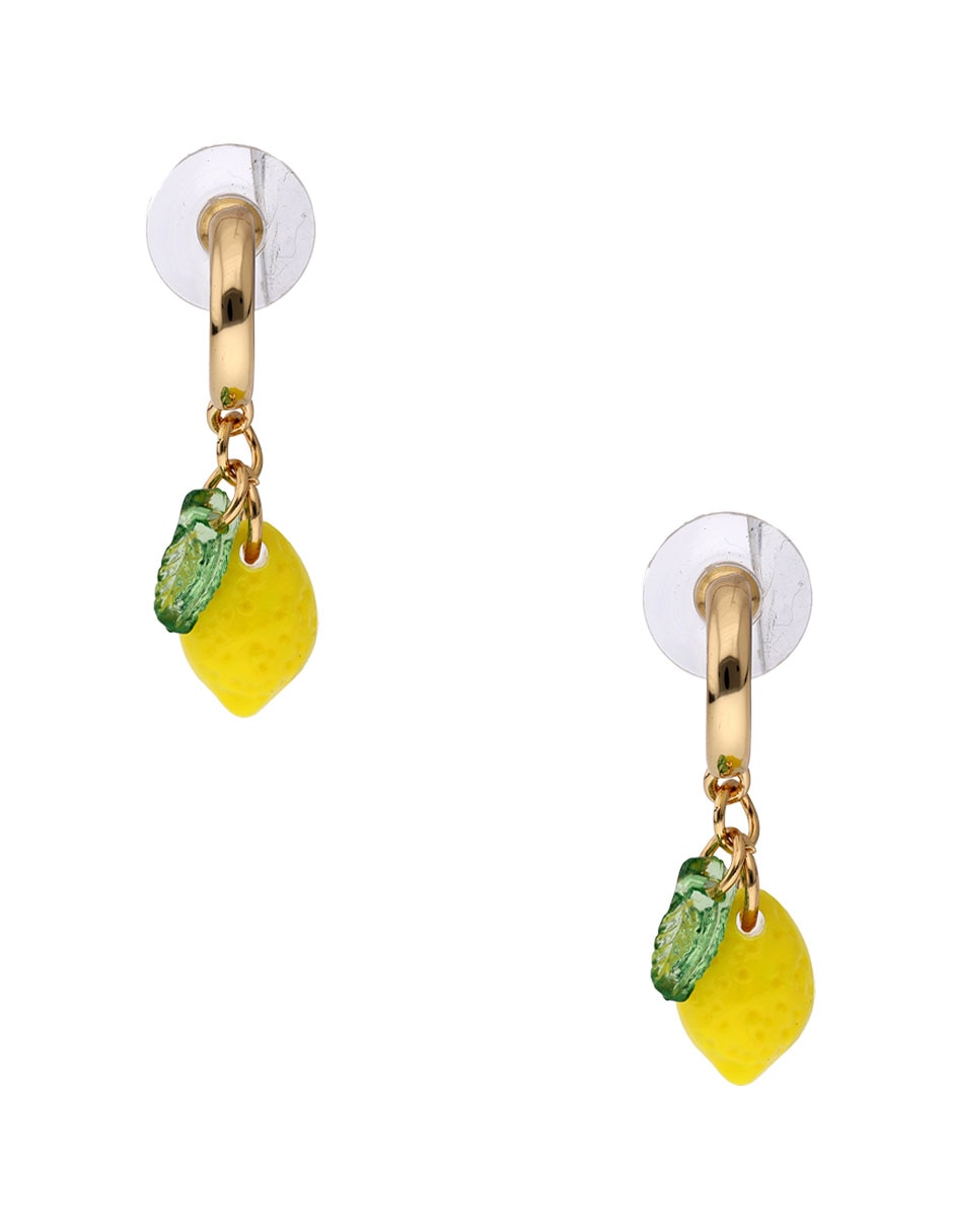 Aretes largos de limón con acabado liso