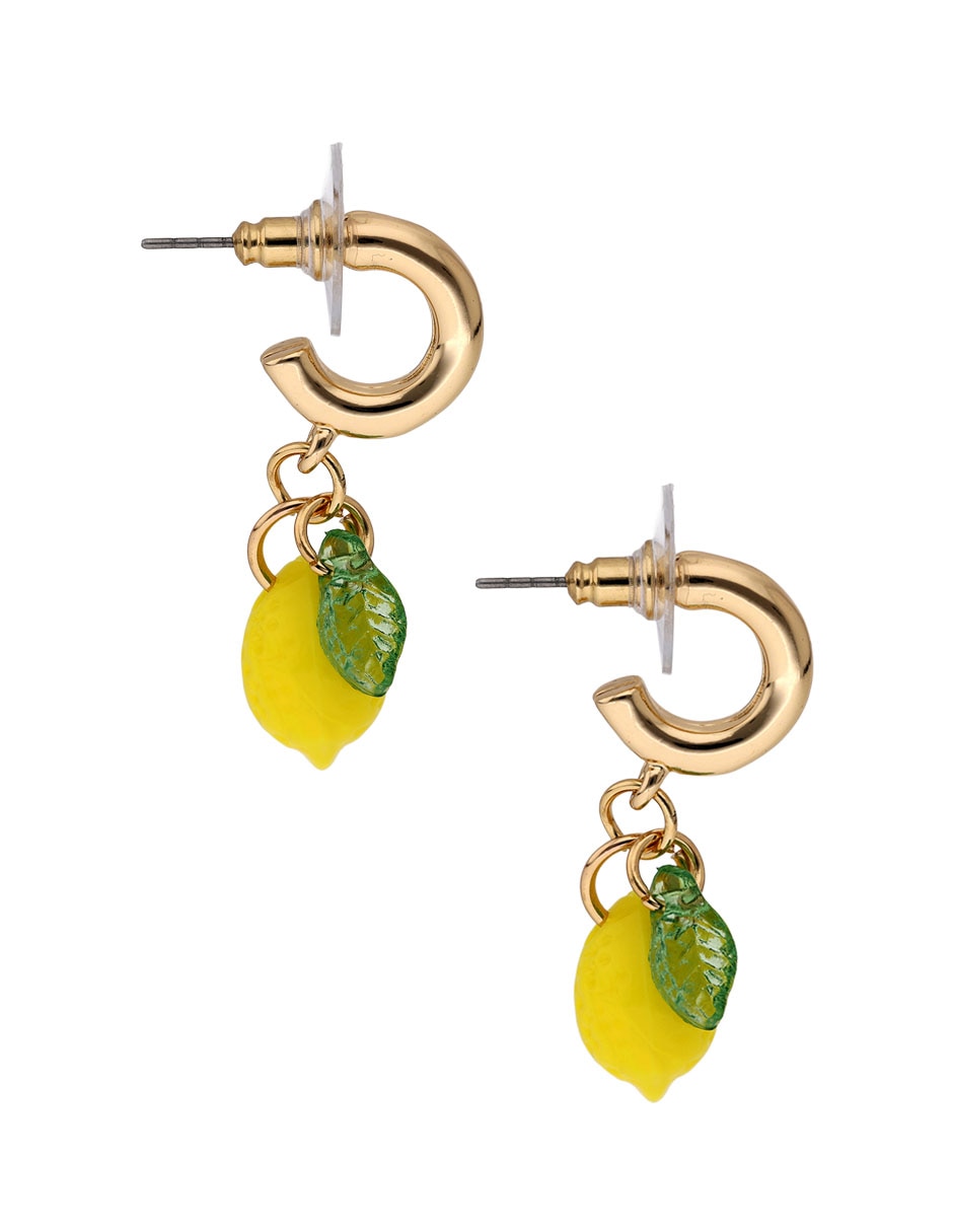 Aretes largos de limón con acabado liso 3