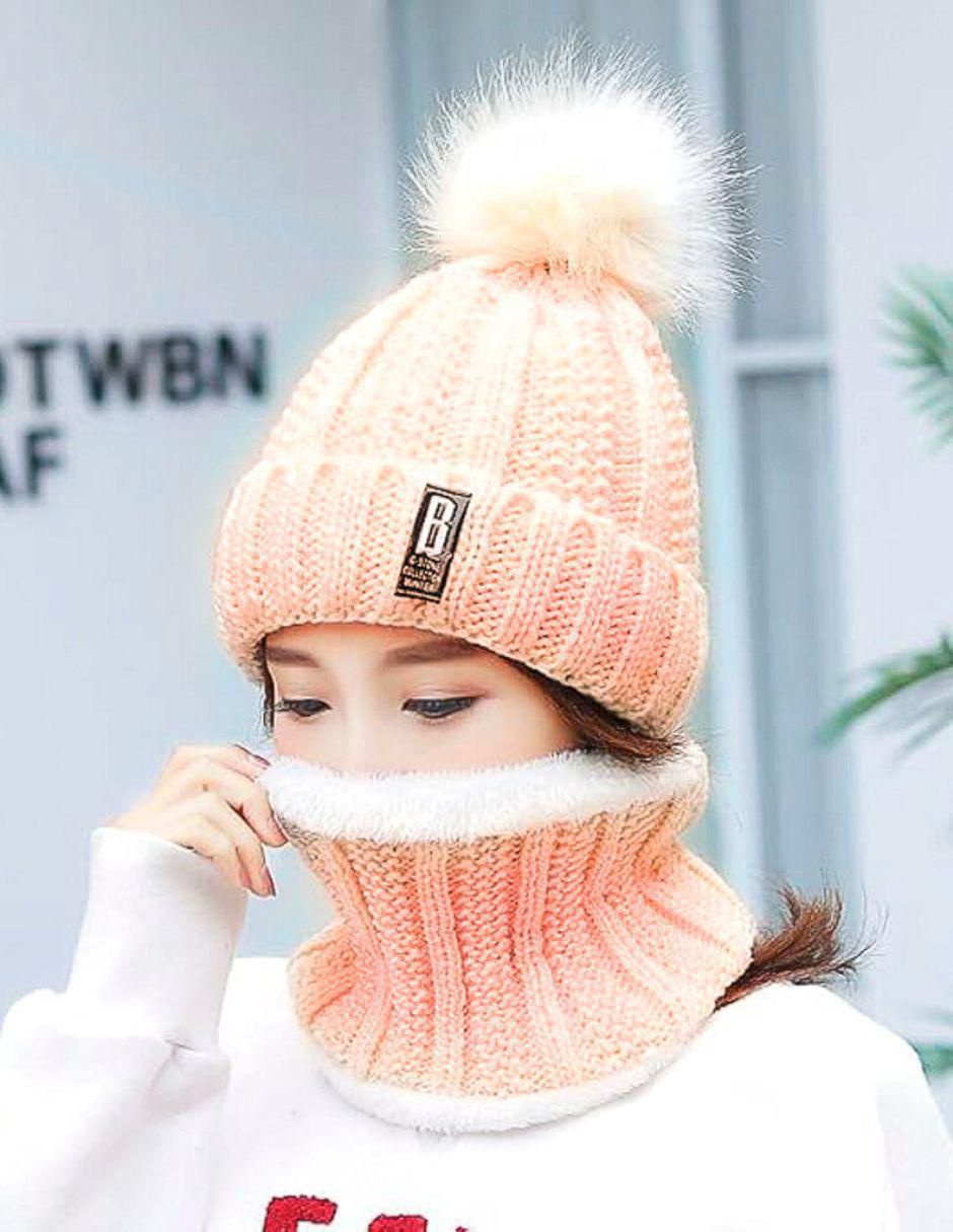 Set bufanda - gorro muytu no aplica "estampado" liso "con" pompón "de" mujer