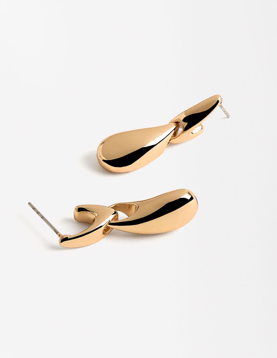 Aretes cortos de gota Golden Basics con acabado brillante 2
