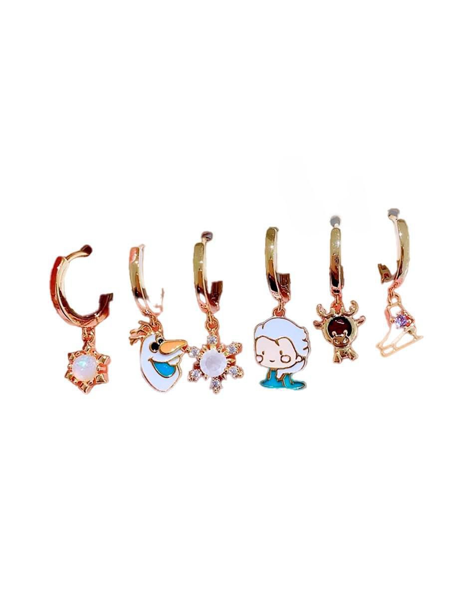 Set de aretes Frozen Princesas de 10k con acabado pulido zirconia cúbica